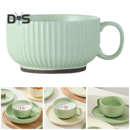 Ceramic Milk Cup with Handle Safe Bouillon Cup Cream Aesthetic Breakfast Bowls Microwave & Oven Safe Tableware for Home Outdoor Restaurant