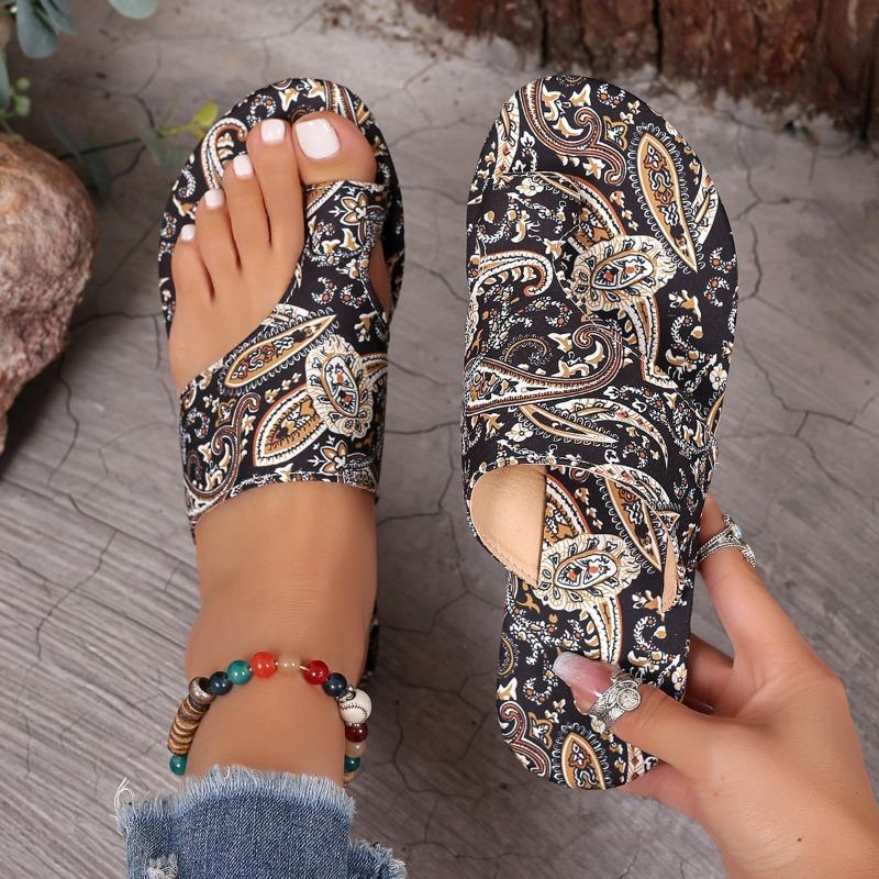 Large size sandals women's  summer new breathable printing set toe style cool slippers