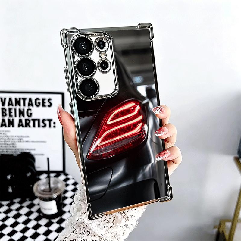 

Sports Car Cool Taillight Plating Phone Case For Samsung Galaxy S24 S25 FE S26 Edge S23 Ultra S22 S21 Plus S20 Anti-Fall Airabag Samsung S23