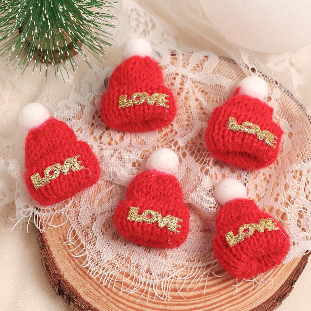 5/10Pcs Christmas Decoration Mini Knitted Hat Scarf Christmas Knitted Decoration Winter Doll Clothing Accessories DIY Gift Decor