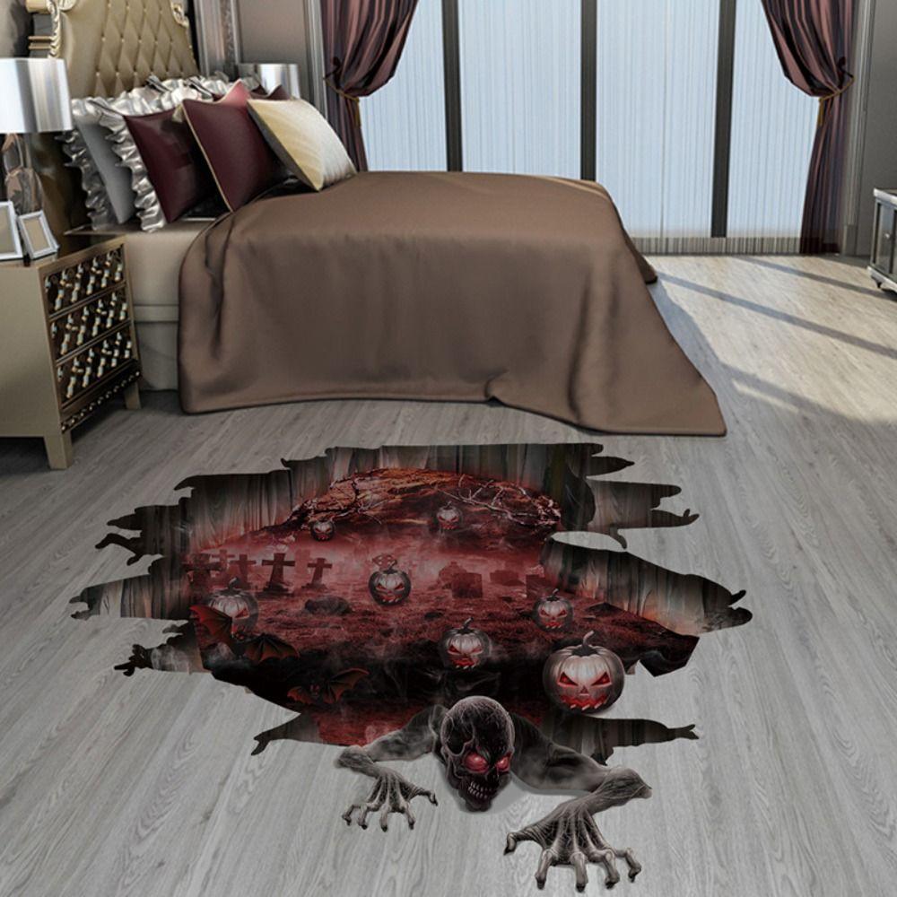 Horror Decals Hell Zombie Devil Stickers PVC Floor Sticker Spooky Halloween 3D Stickers  Home