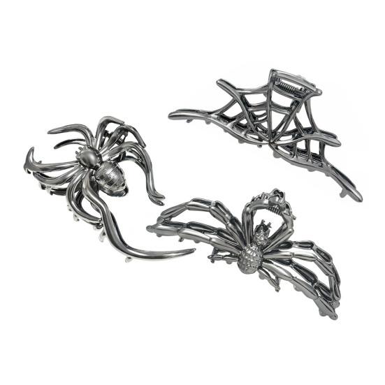 3Pcs Women Hair Claws Spider Bat Skull Hand Shape Hair Clips Anti-slip Teeth Back Head Hair Barrettes Hair Styling Accessories