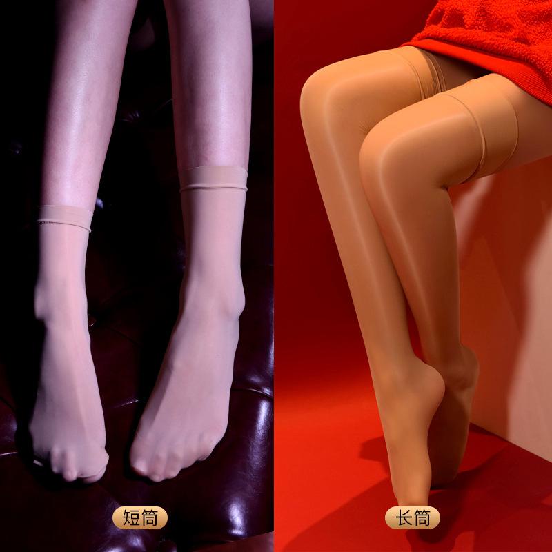 Sexy Women Candy Color Oil Shiny High Stockings Vintage Glossy Stocking Sexy Tight Shaping Elastic Stockings Calf Socks