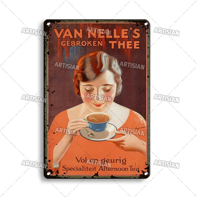 Rusty Coffee Metal Poster Decorative Plate Classic Tea Metal Signs Home Bar Cafe Wall Decor Signs Old Metal Plaque Wall Plate
