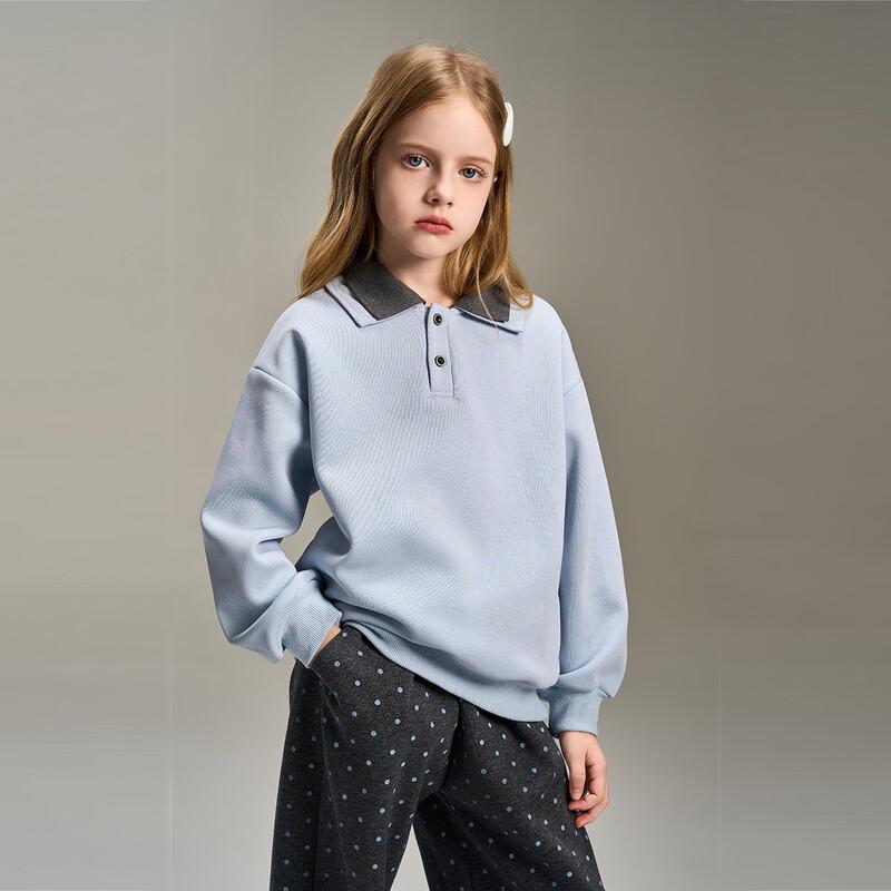 Girls' Polo Sweatshirt & Polka Dot Wide-Leg Pants Set