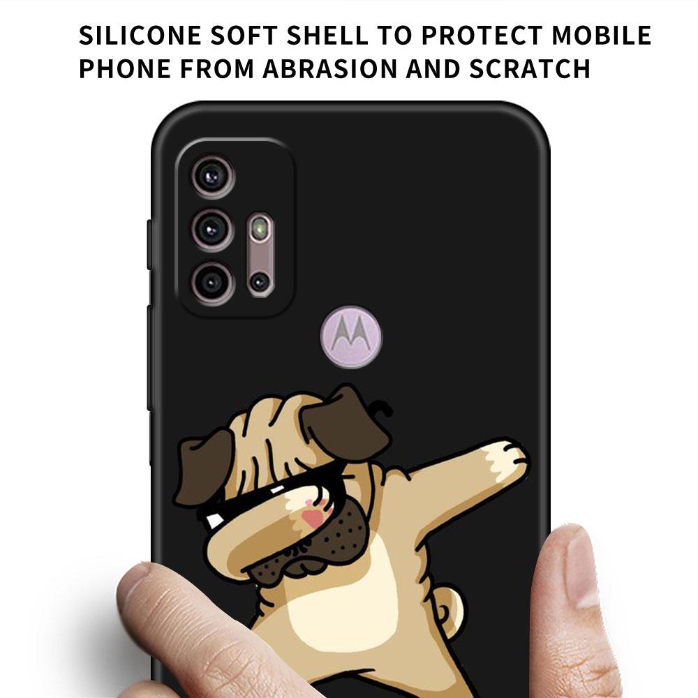 Dog Cute Animal Soft Case For Motorola G60 G30 Edge 20 30 G22 G9 Play G52 G8 G9 Power G50 One Fusion Black Phone Coque