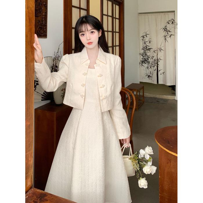 

2025 Autumn Women s Tea-Colored Guofeng Style Retro Korean Outfit Set 2XL
