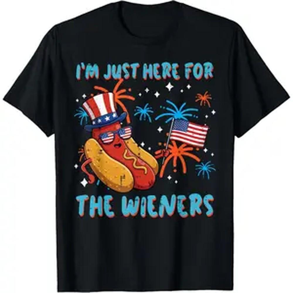 Here For Wieners 4th Of July Hotdog Patriot Unisex Unisex Tshirt