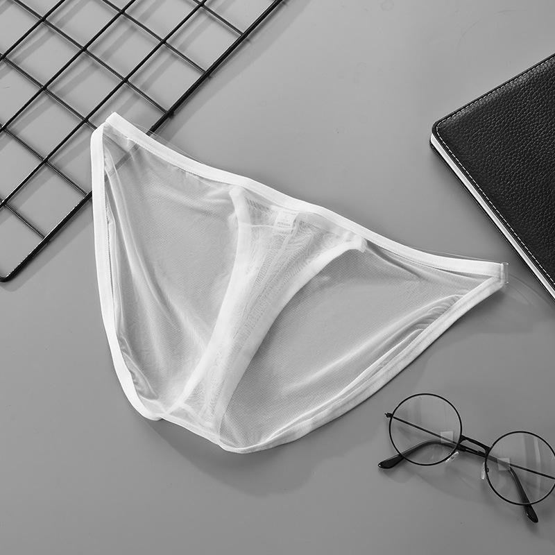 Pánské síťované slipy s nízkým pasem z ledového hedvábí s U-vypouklým předním dílem