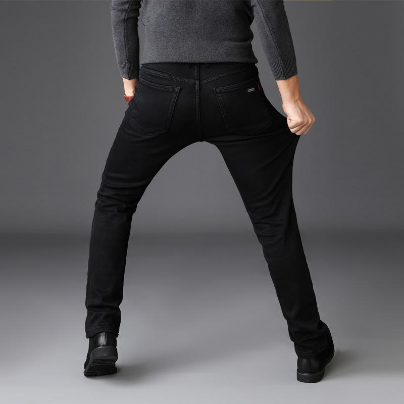 Autumn And Winter Plus Velvet Thick Warm Men'S Mid High Waist Straight Leg Jeans Men'S Pants Trendy Jeans