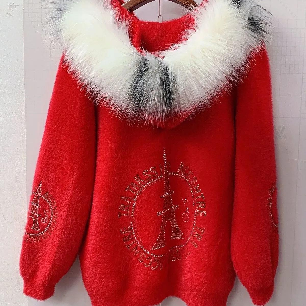 

Женские модели для осени и зимы, утепленная утолщенная куртка из искусственной норки, большого размера, свободная, удобная куртка XS красный