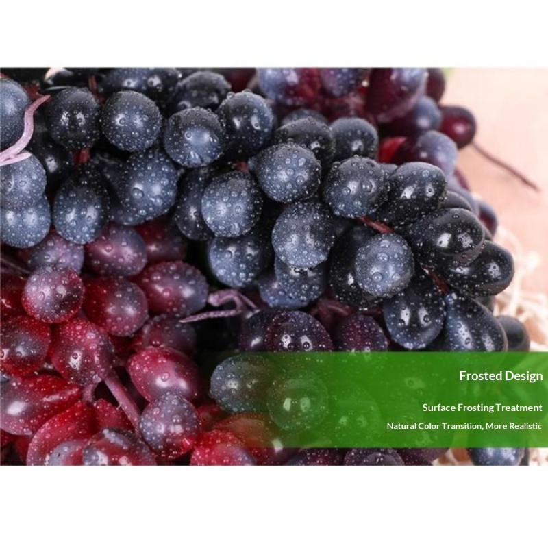1Pcs Realistic Plastic Artificial Grapes Bunches Simulation Fake Fruit with Leaves for Vintage Home Decor Party Table Display