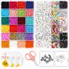 2 Boxes Seed Beads Set Letter Beads & Random Pendant Beginner Jewelry Making Kit Set with Clear Strings for DIY Craft Bracelet