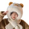 Cartoon Capybara Hat Scarf Set 3 in 1 Cartoon Plush Hat Fashion Scarf Hat Glove for Women  Girls