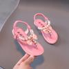 2023 Summer Korean Style Soft Sole Non-Slip Beaded Princess Sandals for Girls