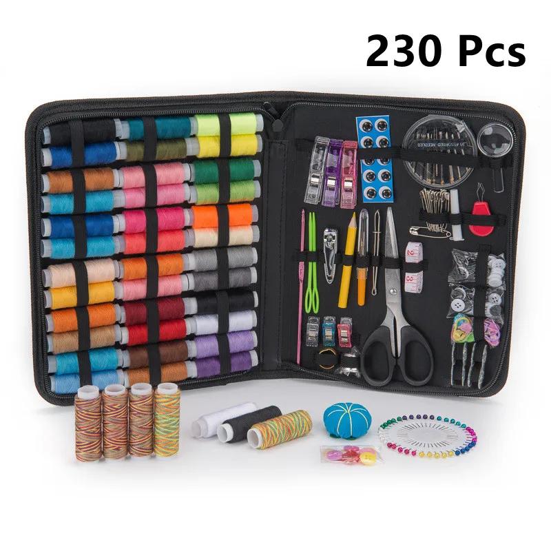 

Набор для вышивания своими руками, полный швейный набор с нитками, иглами, ножницами, измерительной лентой, пуговицами, портативный дорожный набор для рукоделия