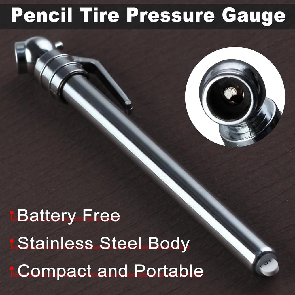 5PCS Pencil Tire Pressure Gauge 5-50PSI Mechanical Air Gage with Pocket Clip - Tire Pressure Checker for Cars, Pickups, RVs, Bicycles