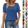 Women's Fashion Square Neck T-Shirt With Petal Sleeves And Short Sleeves