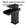 Black Copper Core Waterfall Faucet for Wash Basin Bathroom Toilet Modern Stainless Steel Hot And Cold Mixed Basin Tap