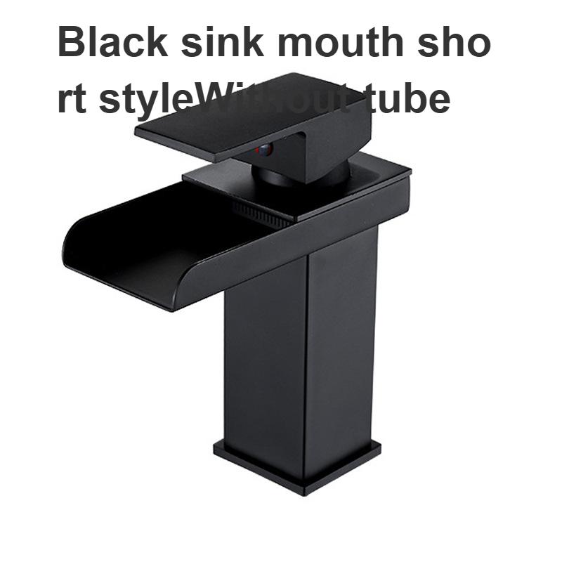 Black Copper Core Waterfall Faucet for Wash Basin Bathroom Toilet Modern Stainless Steel Hot And Cold Mixed Basin Tap