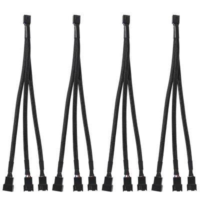 4-Pack Fan Splitter, PC Fan Splitter 4-Pin PWM Fan Splitter Cable for PC Case Fan Splitter, Compatible with 4-Pin or 3-Pin Cooling Fans, 12-Inch
