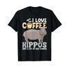 I Love Coffee Hippopotamus Zoo Animal Hippo Lover Wildlife T Shirt Vintage Stretched Stylish Homme Top For Everyday Wear