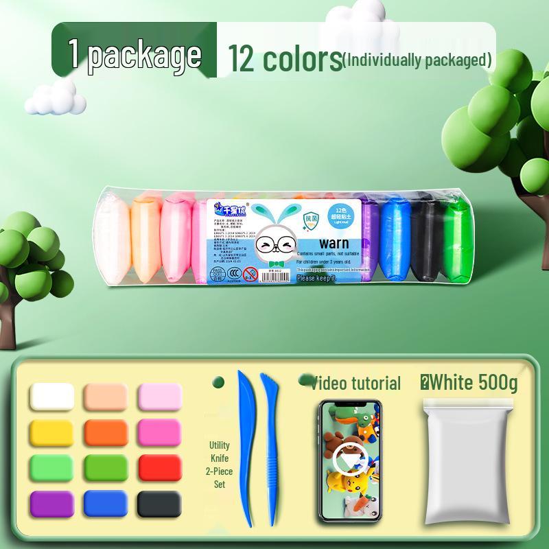 Super Light Non-Toxic Odorless Clay for Kids - 12 Colors Playdough Set