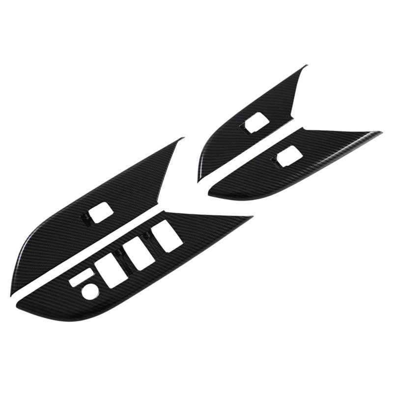 For Toyota Hilux 2024 ABS Carbon Fiber Car Windows Lift Switch Panel Cover Trim Decoration Accessories