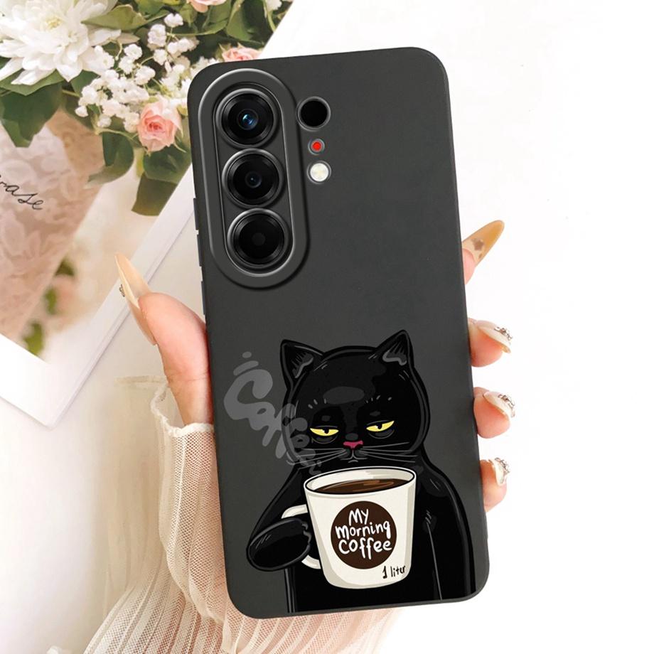 Soft Silicone Phone Case For Tecno Camon 50 Pro 4G Black Cat Cartoon Dragon Animals Pattern Bumper For Camon 50Pro CN5c Cover