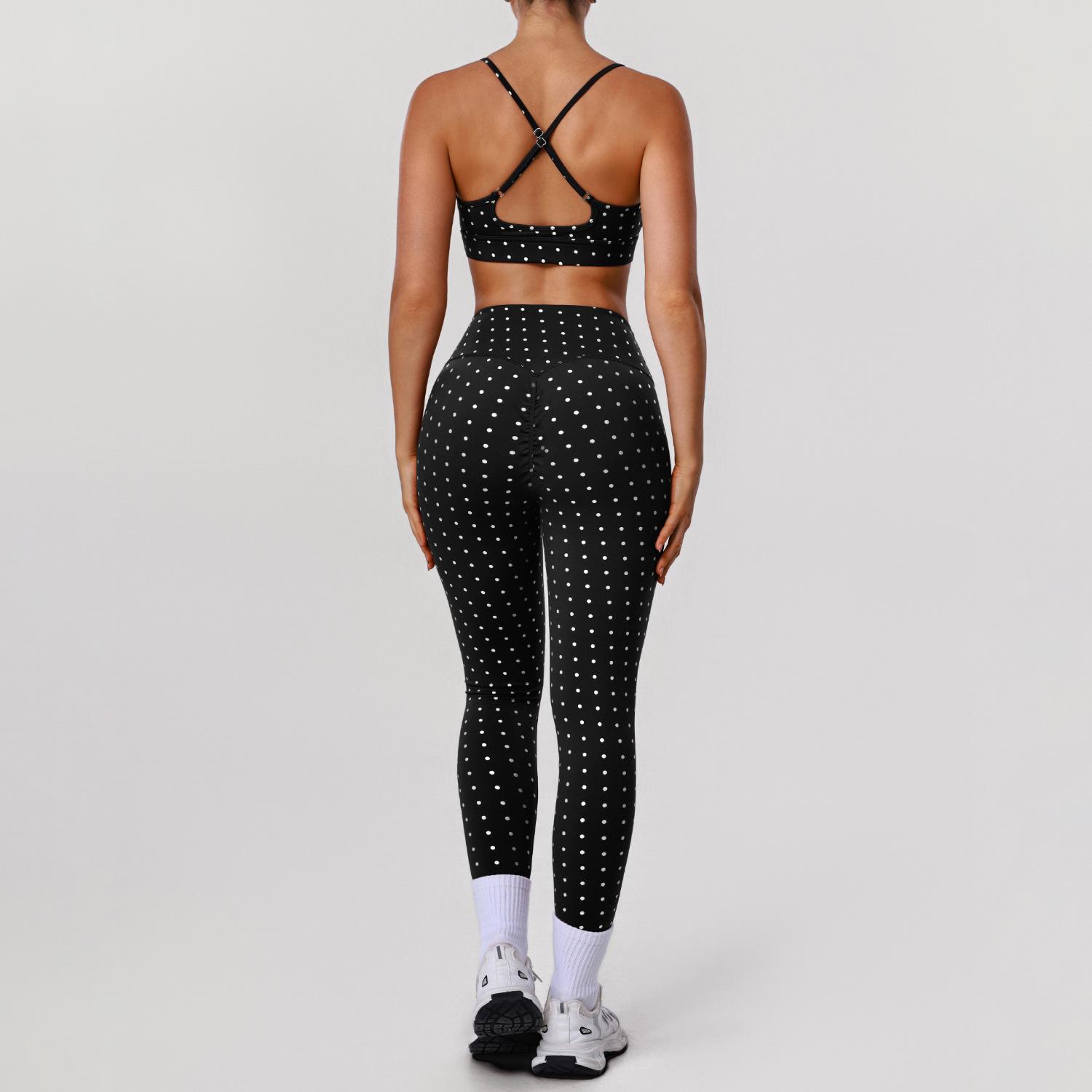 Новый Серебристый Точечный Костюм для Йоги: Высокоэластичный облегающий комплект: штаны и спортивный бюстгальтер для фитнеса S (80-105 lbs)