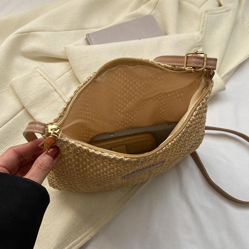 Ladies Fashion Summer Straw Crossbody Bag Women Beach Holiday Shopping Woven Shoulder Handbag Messenger Purses for Women Bags