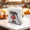 Rustic Kitchen Storage Halloween Wooden Napkin Holder, Ghost Black Cat Decorative Tabletop Tissue Countertop Organizer Dispenser, Paper Towel