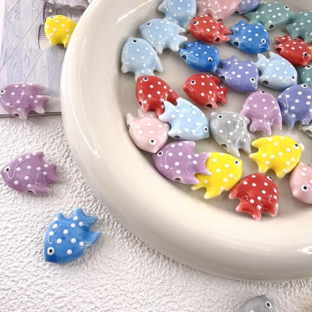 Colorful Fish Ceramic Beads Kawaii Loose Beads Fun Tropical Spacer Beads  Bracelet