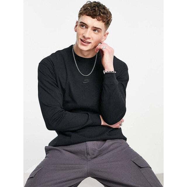 

Черная объемная футболка с длинным рукавом Nike Premium Essentials