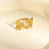 European-American Geometric Gold-Plated Stainless Steel Open Ring for Women