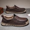 Fashion Spring and summer new breathable cowhide men's shoes, anti slip and wear-resistant loafers, comfortable and casual sports shoes