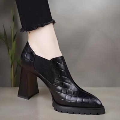Moda Tacones Altos Punta Mujer Zapatos Elegantes Invierno Nuevo 2025 Tendencia Botas Chelsea Gruesas Sexy Fiesta Zapatos de Dama Bombas Marca Femme
