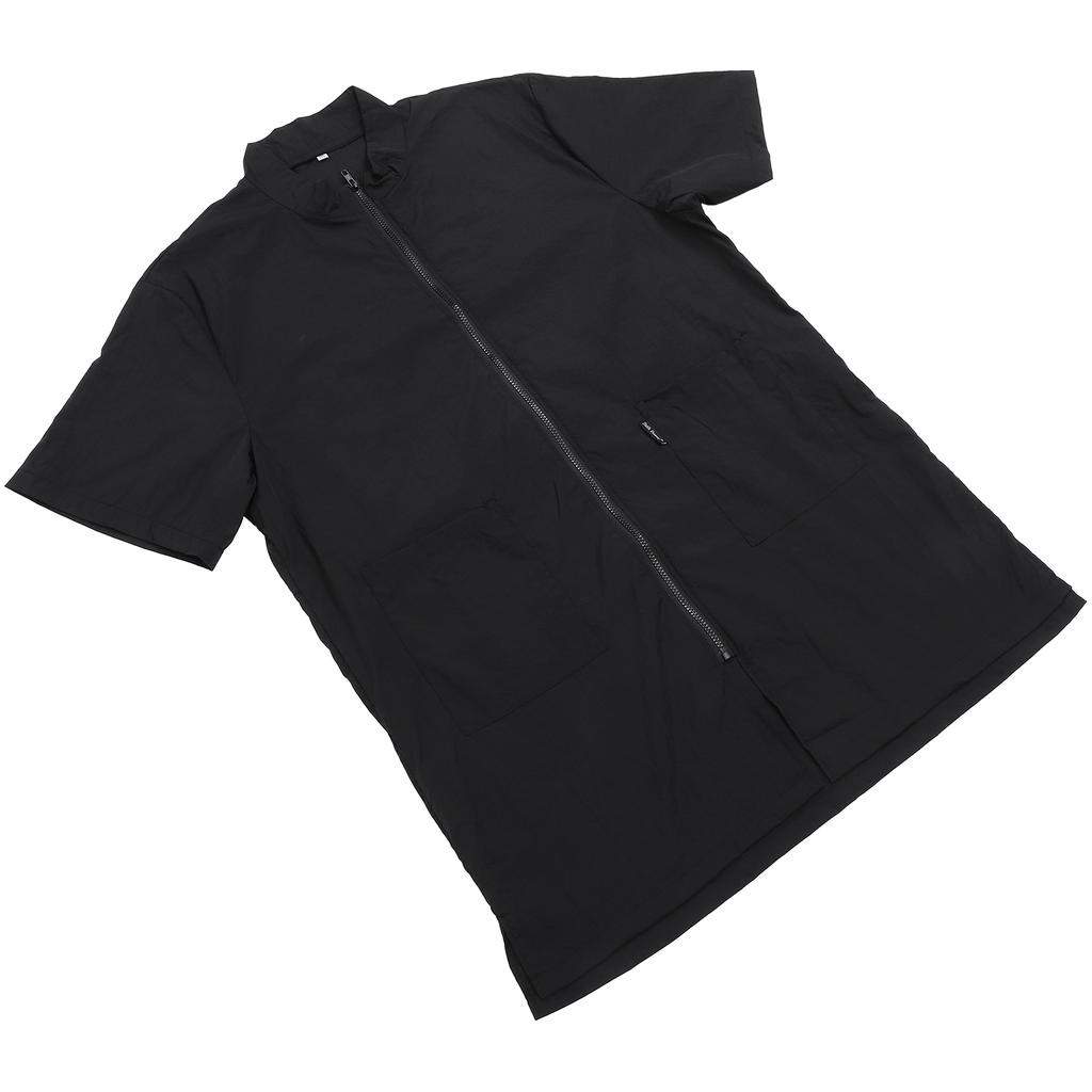 Grooming Workwear Nylon Anti- Static Work Clothes Hair Shirt Uniform Smock with Full Zipper for Cat Shop Black Size