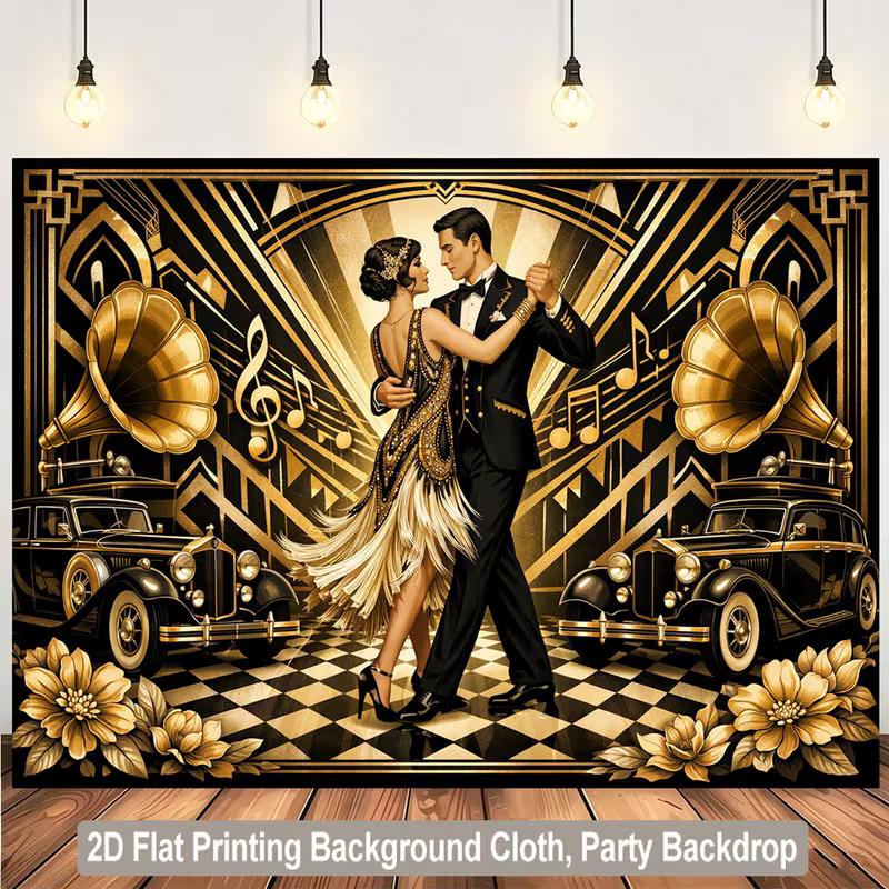 2D Great Gatsby Themed Backdrop for Roaring 20s Party, Speakeasy & Gatsby Events