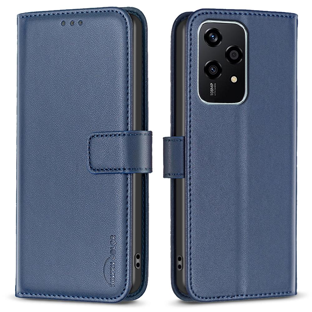 

BINFEN COLOR BF17 For Honor 200 Lite Case PU Leather Wallet Magnetic Shockproof Cover Blue