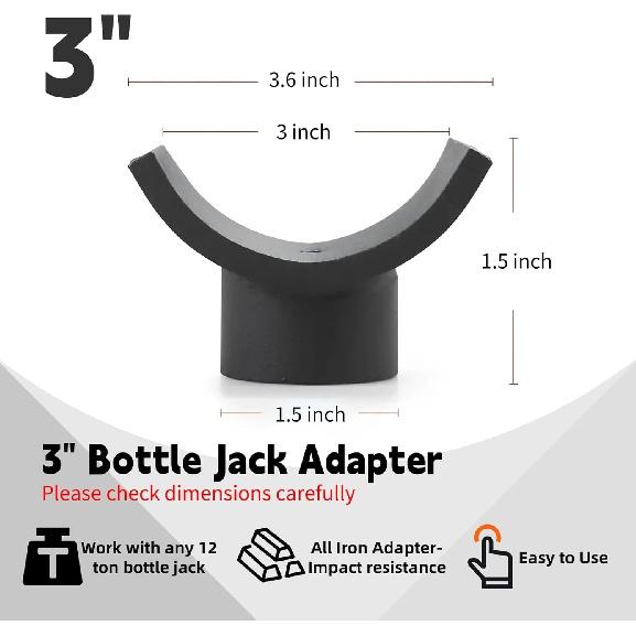 

3in Tube Bottle Jack Axle Adapter, Hydraulic Lifting Axle Saddle, 12 Ton Compatibility, Bottle Jack Adapter Accessories, for Garage, 4x4 Trail,