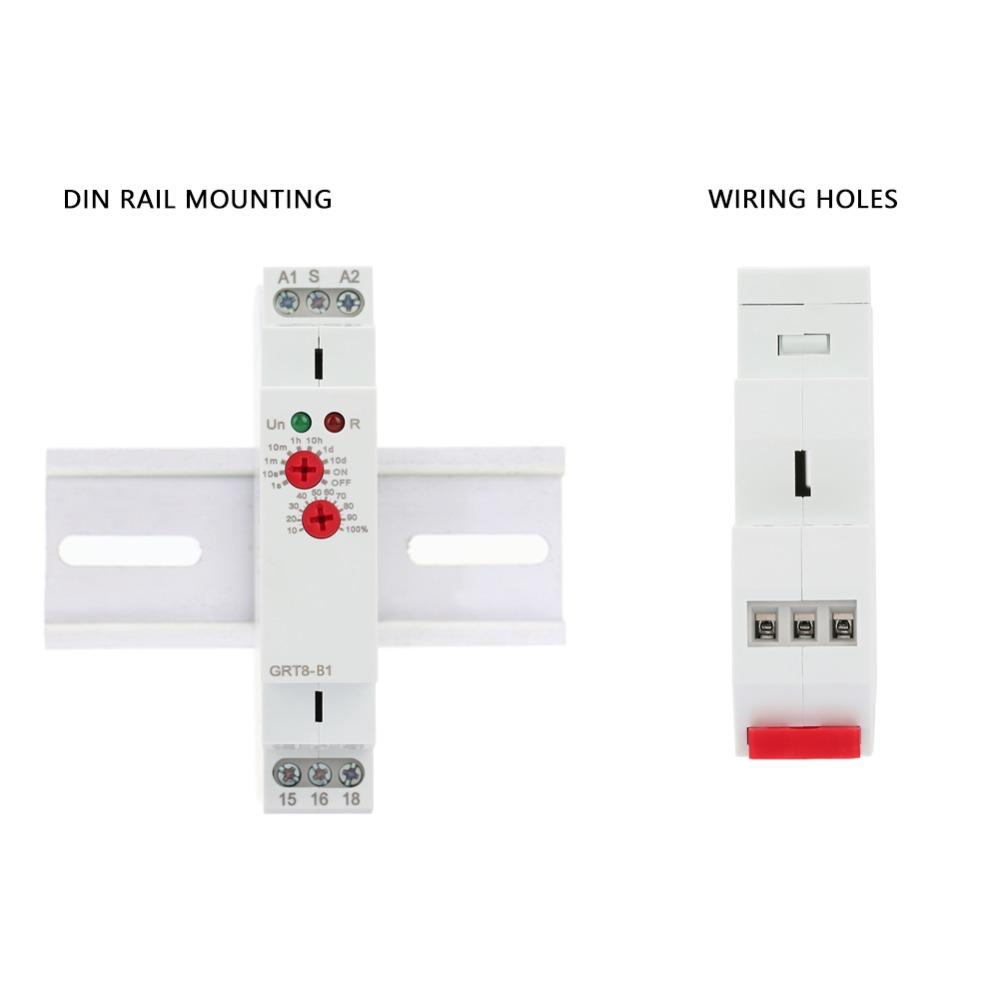 Intelligentes Relais GRT8-B1 Ausverzögerungszeitrelais Einstellbare Verzögerung AC 230V Ausverzögerungsrelais Mini-Größe Aus-Timer-Relais Verzögerungszeitgeber-Systeme