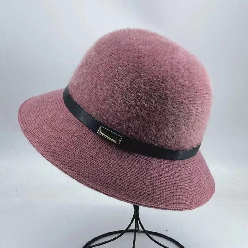 Autumn and Winter Hat Women's High-end Sense Small Square Belt Dome Fashion Versatile Beach Top Hat Bucket Hat