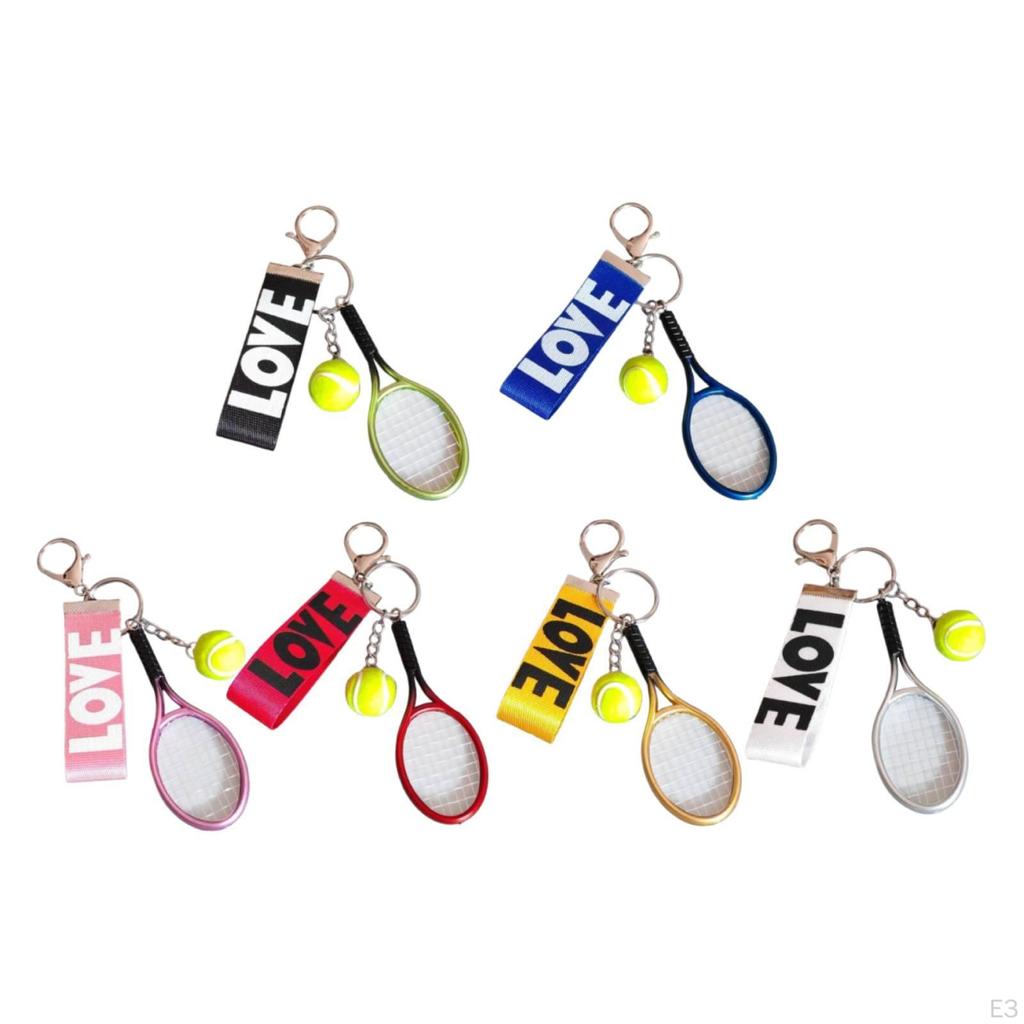 Tennis Racket Ball Keychain Chain Pendant for