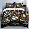 Baseball Sports Action Art Print Multiple Sizes Kid'S And Adults' Bedroom Exquisite 3Pc Bedding Set, Gift