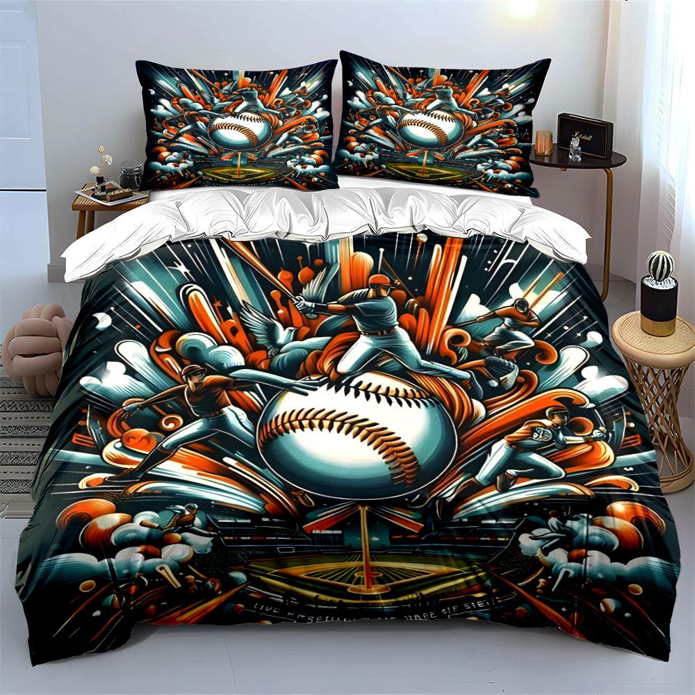 Baseball Sports Action Art Print Multiple Sizes Kid'S And Adults' Bedroom Exquisite 3Pc Bedding Set, Gift