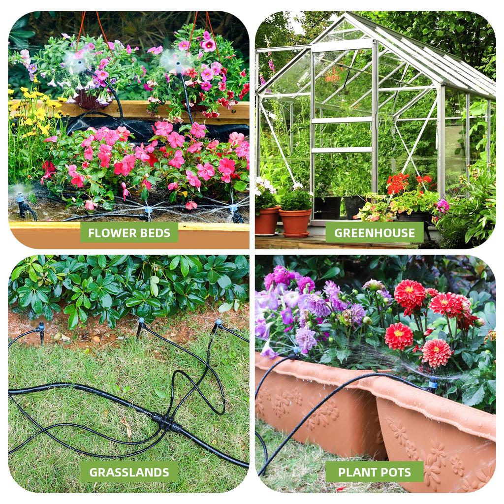 Drip Irrigation System Adjustable Premium Irrigation System for Garden Raised Beds Complete Drip Irrigation Kit W/ Drip Emitters