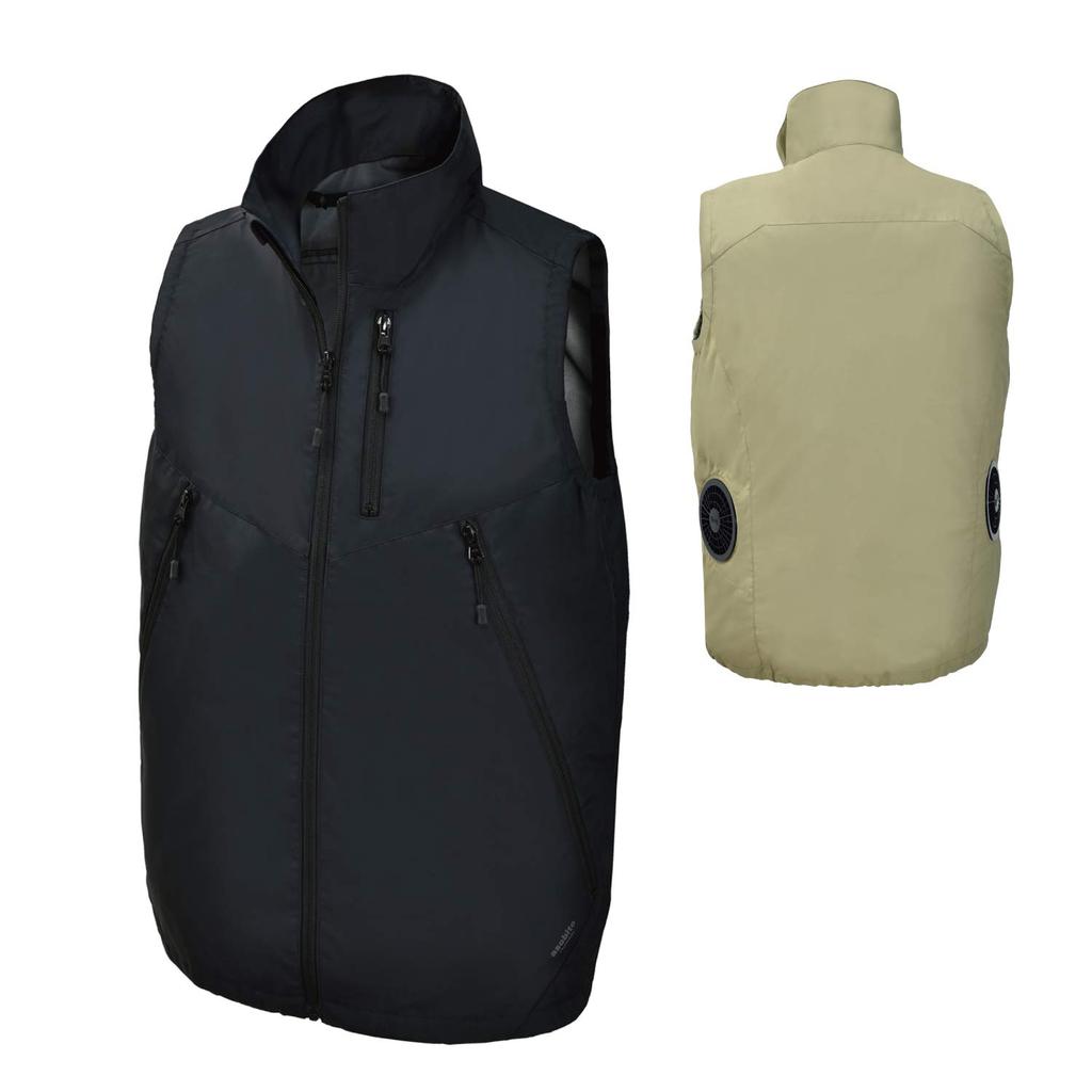asobito Outdoor Mountain Fan Size Cool Air-Conditioned Clothing, Vest, Wear, Black, M, Summer, Air, Fishing, Camping, Work, abk-112BK