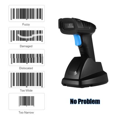 Lettore di codici a barre per scanner di codici a barre wireless QR 1D 2D portatile Aibecy con ricarica del ricevitore della base USB