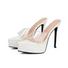 FHC 14.5CM Women High Heeled Slippers,Platform Summer Shoes Transparent Slides,Open Pointed Toe,35-43,Dropship
